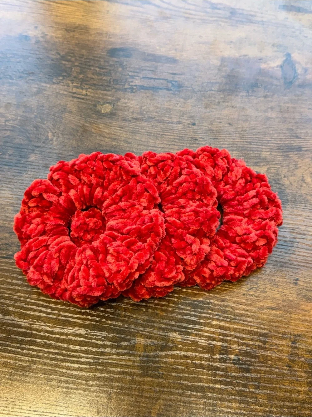 Handmade Plush Red Scrunchie Set - Women's Hair Accessory